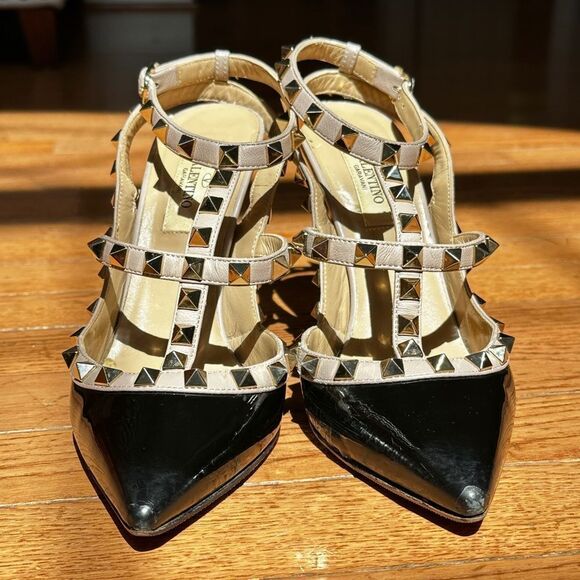 Pre-loved VALENTINO GARAVANI Patent Leather Rockstud Ankle Strap Pumps Size 36 - Picture 3 of 17